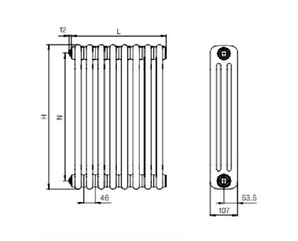 Стальной трубчатый радиатор RIFAR TUBOG TUB 3057-26-AN (Антрацит)