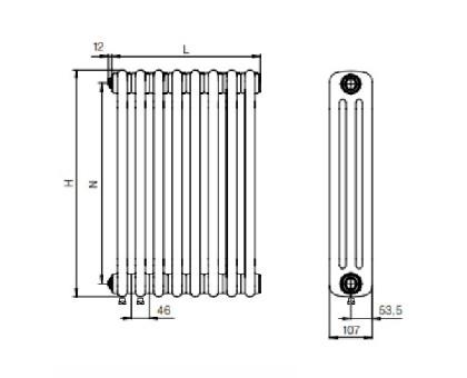 Стальной трубчатый радиатор RIFAR TUBOG TUB 3180-08-DV1