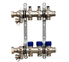 Коллекторная группа ELSEN, 1", 8 контуров, размер отвода-3/4", с вентилями, нержавеющая сталь