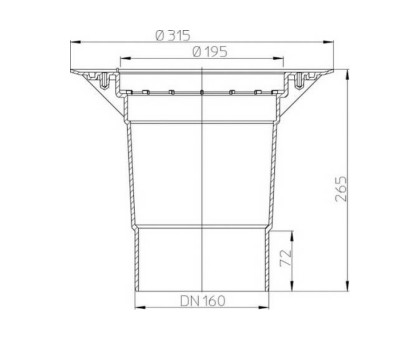 Корпус Hutterer & Lechner Perfekt для трапа HL 616/5 из ПП, вертикальный выпуск, DN 160 (Россия)