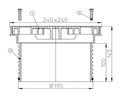 Надставной элемент Hutterer & Lechner для HL 608 с решёткой из ПП, DN 195 (Россия)