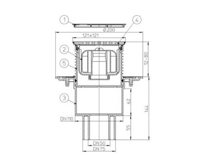 Трап Hutterer & Lechner с "сухим" сифоном, с решеткой HL3120, Клик-Клак, с вертикальным выпуском, DN 50/75